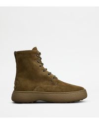 Tod's - W. G. Lace-up Ankle Boots In Suede - Lyst