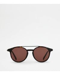 Tod's - Panto-Sonnenbrille mit Bügeln aus Leder - Lyst
