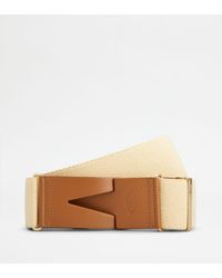 Tod's - Belt In Canvas And Leather - Lyst