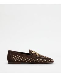 Tod's - Kate Rhinestone-embellished Suede Loafers - Lyst