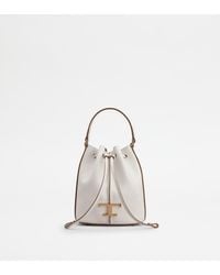 Tod's - T Timeless Bucket Bag In Leather Micro - Lyst