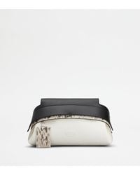 Tod's - Wave Pouch Aus Leder Mini, Schwarz,Weiss - Lyst