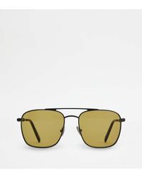 Tod's - Sonnenbrille mit Bügeln aus Leder - Lyst