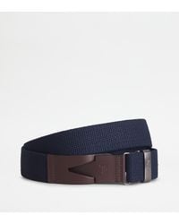 Tod's - Belt In Canvas And Leather - Lyst