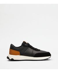 Tod's - Sneakers Aus Leder Und Technischem Gewebe, Braun,Schwarz - Lyst