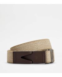 Tod's - Cintura in Canvas e Cuoio - Lyst