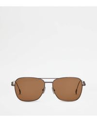 Tod's - Eckige Sonnenbrille Mit Lederbügeln - Lyst