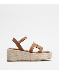 Tod's - Kate Wedge Sandals In Leather - Lyst
