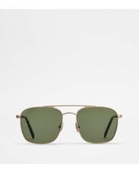 Tod's - Sonnenbrille mit Bügeln aus Leder - Lyst