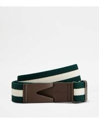 Tod's - Gürtel Aus Canvas Und Leder, Braun,Weiss,Grün, 110 - Lyst