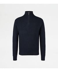 Tod's - Silk Blend Half Zip Jumper - Lyst