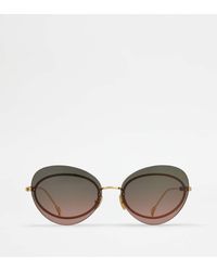 Tod's - Teardrop Sunglasses With Temples In Leather - Lyst