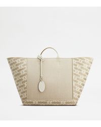 Tod's - Double Up Shopping Bag In Fabric And Leather Large - Lyst