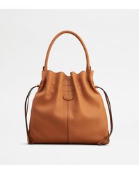 Tod's - Di Bag Bucket Bag In Leather Medium With Drawstring - Lyst