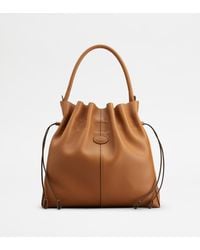 Tod's - Di Bag Bucket Bag In Leather Medium With Drawstring - Lyst