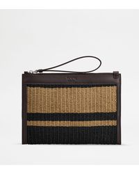 Tod's - Pouch In Fabric And Leather - Lyst