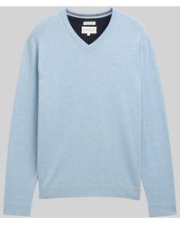 Tom Tailor - Strickpullover mit V-Ausschnitt aus Baumwolle - Lyst