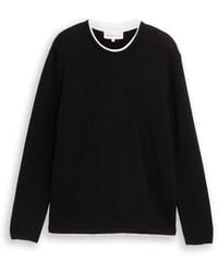 Tom Tailor - DENIM 2-in-1 Strickpullover aus Baumwolle - Lyst