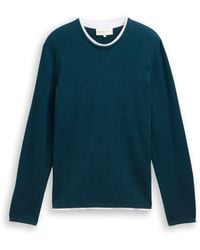 Tom Tailor - DENIM 2-in-1 Strickpullover aus Baumwolle - Lyst