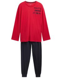 Tom Tailor - Pyjama-Set aus Baumwolle mit Textprint - Lyst