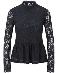 Tom Tailor DENIM Spitzenbluse mit Schößchen - Schwarz