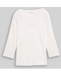 Tom Tailor - Slim Fit Langarmshirt mit Glitzer-Logo - Lyst
