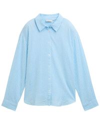 Tom Tailor - DENIM Loose Fit Seersucker Hemdbluse mit Streifenmuster - Lyst