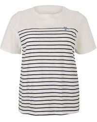 Tom Tailor Plus - Gestreiftes T-Shirt aus Bio-Baumwolle‎ - Weiß
