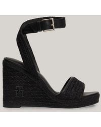 Tommy Hilfiger - Linen Th Monogram Rope High Wedge Sandals - Lyst