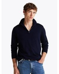Tommy Hilfiger - Smart-Casual Wollen Trui Met Halve Rits - Lyst