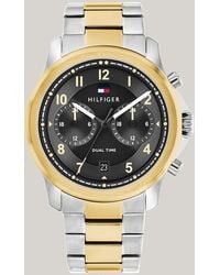 Tommy Hilfiger - Black Dial Dual Time Two-tone Watch - Lyst