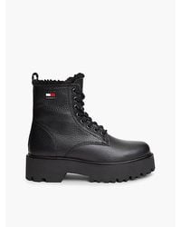 Tommy Hilfiger - Tommy Jeans Archive Leather Warm Lined Platform Lace Up Boots - Lyst