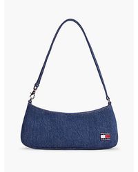 Tommy Hilfiger - Logo Plaque Denim Shoulder Bag - Lyst