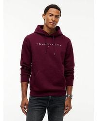 Tommy Hilfiger - Tommy Jeans Linear Logo Fleece Drawstring Hoody - Lyst