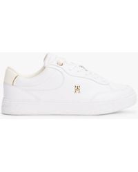 Tommy Hilfiger - Leather Th Monogram Court Trainers - Lyst