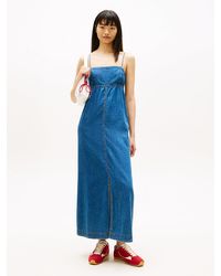 Tommy Hilfiger - Chambray Spaghetti Strap Slim Maxi Dress - Lyst