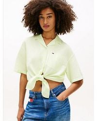 Tommy Hilfiger - Relaxed Fit Linen Blend Tie Front Shirt - Lyst
