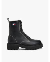 Tommy Hilfiger - Halfhoge Leren Veterlaars Met Profielzool - Lyst