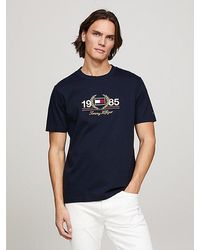 Tommy Hilfiger - Camiseta de cuello redondo con logo bordado - Lyst