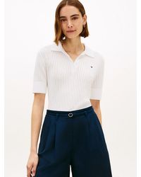 Tommy Hilfiger - Pointelle Short Sleeve Polo Jumper - Lyst