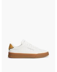 Tommy Hilfiger - Contrast Heel Court Trainers With Leather - Lyst