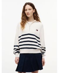 Tommy Hilfiger - Tommy Badge Stripe Quarter-Zip Jumper - Lyst