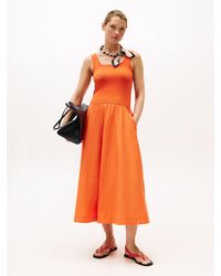 Tommy Hilfiger - Slim Fit And Flare Midi Dress - Lyst