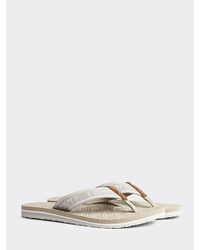 Tommy Hilfiger Teenslipper Met Th-monogram In Reliëf - Naturel