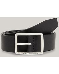Tommy Hilfiger - Cinturón de piel con hebilla cuadrada y logo - Lyst