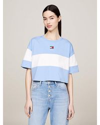 Tommy Hilfiger - Colour-blocked Cropped T-shirt Met Badge - Lyst