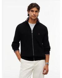 Tommy Hilfiger - Tipped Cuff Ribbed Zip Thru Jumper - Lyst
