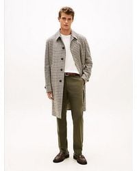 Tommy Hilfiger - Lange Wolmix Jas Met Houndstooth-Patroon - Lyst