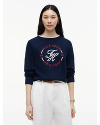 Tommy Hilfiger - Logo Embroidery Relaxed Crew Neck Jumper - Lyst
