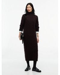 Tommy Hilfiger - Pure Wool Cable Roll Neck Jumper Dress - Lyst